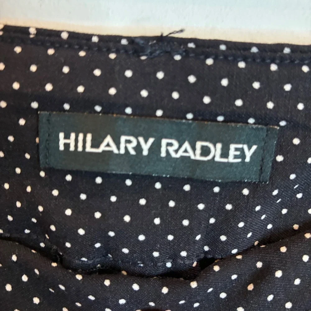 Hilary Radley Womens Polka Dot Bermuda Shorts Black White Stretch Size Large